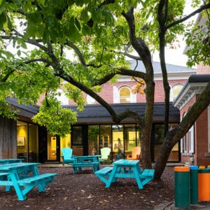 Image of the school taken from the playground.