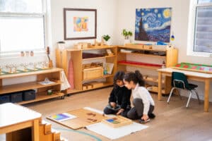 Children engaging in creative activities at Clanmore Montessori and Private School in Oakville.
