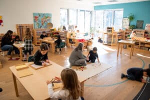 Private elementary school students enjoying their day at Clanmore Montessori in Oakville Ontario.