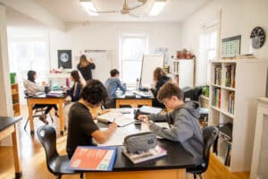 Private middle school students at Clanmore Montessori in Oakville, Ontario.
